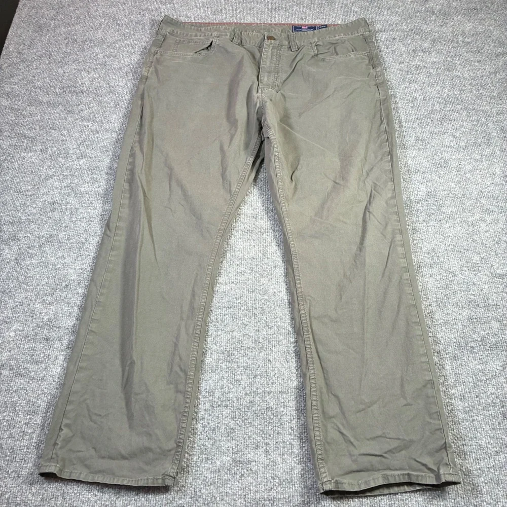 Vineyard‎ Vines Canvas Pants Mens 38x30 Olive Green Stretch Straight Leg